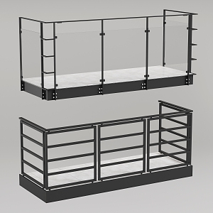 Modern Balcony Guardrail Fence 3d model