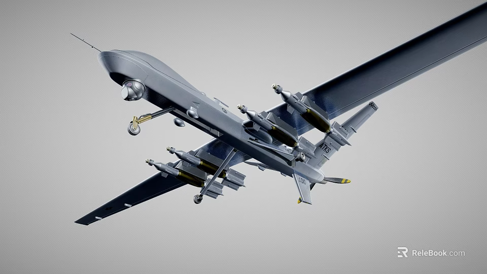 Gray Military Fighter Jet With Missiles And Extended Landing Gear 3d model 