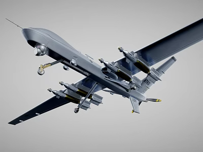 Gray Military Fighter Jet With Missiles And Extended Landing Gear 3d model