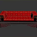 Red Multi Seat Sofa With White Polka Dots Tufted Diamond Pattern And Ornate Black Frame