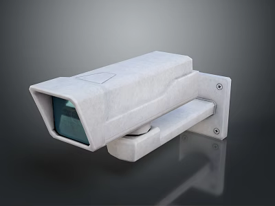 Durable White Outdoor Security Camera With Protective Housing And Mount Bracket 3d model