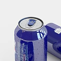 Pepsi Cola Three Blue Cans Standing Lying With Logo Refreshing Carbonated Soft Drink 3d model
