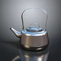 Sleek Modern Stainless Steel Tea Kettle with Handle and Spout on Black Reflective Surface