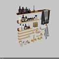 Modern Bathroom Accessories Storage Shelf Organizer With Wall Mounted Towel Holder Bottles And Cups