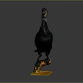 Detailed Cormorant Bird Specimen Standing On Yellow Base Against Gray Background