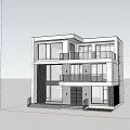 Modern Detached Villa Exterior Design With Large Windows Balconies Black Car And Surrounding Trees