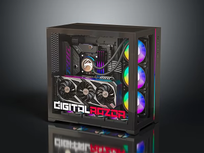 High Performance PC Case With Transparent Side Panel RGB Fans And Internal Components 3d model