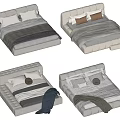 Modern Double Bed Designs With Various Stylish Bedding Pillows And Blankets 3d model