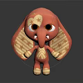 Cute Red Cartoon Elephant Plush Toy With Star Pattern Ears And Big Eyes