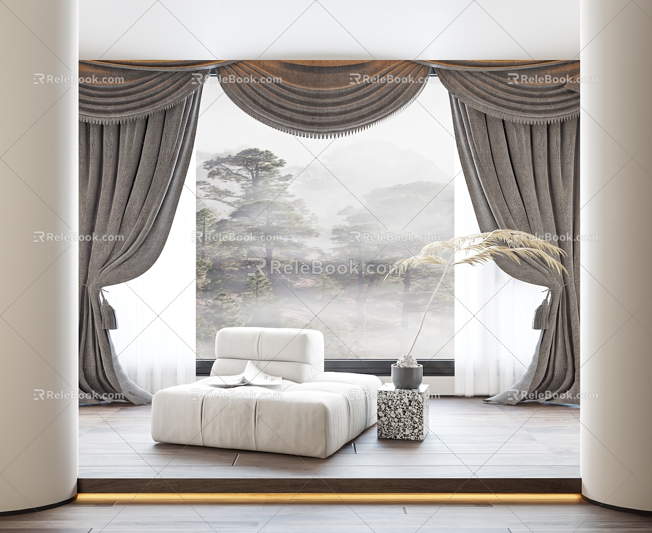 European style curtain 3d model