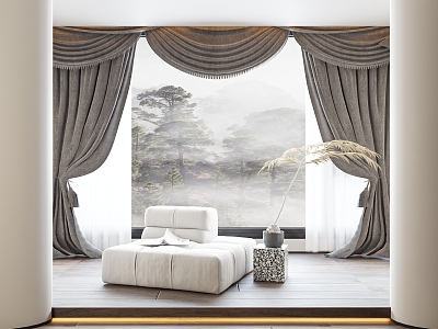 European style curtain 3d model