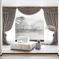 European style curtain 3d model