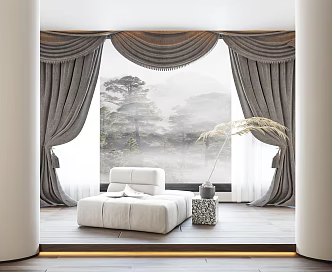 European style curtain 3d model