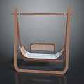 Wooden Frame Swing With Woven Seat And White Cushion Modern Minimalist Home Decor