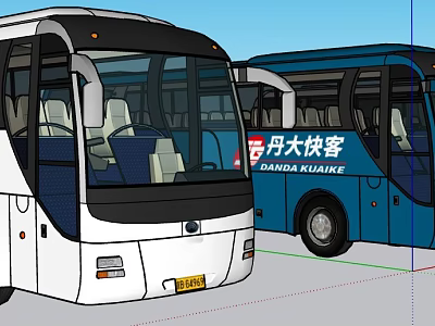 DANDA KUAKE White and Blue Passenger Buses With Modern Exterior Design 3d model