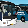 DANDA KUAKE White and Blue Passenger Buses With Modern Exterior Design