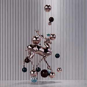 Modern sculpture deer decoration 3d model