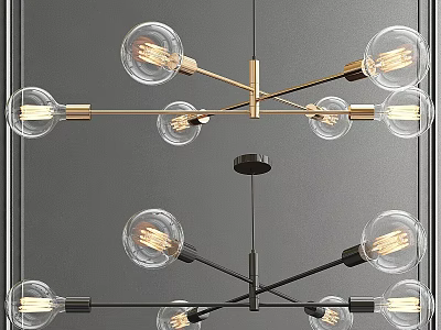 Modern Multi Arm Chandelier with Glass Globe Bulbs and Metal Frame for Interior Decor 3d model