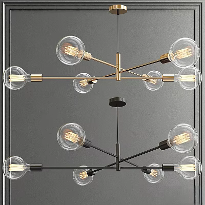 Modern Multi Arm Chandelier with Glass Globe Bulbs and Metal Frame for Interior Decor 3d model