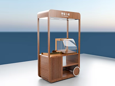 Modern Wooden Sideboard With Transparent Glass Cover Storage Shelves And Wheels For Easy Movement 3d model