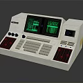 Vintage Electronic Console With Green Screen Display Keyboard And Control Panel 3d model