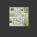 Cartoon City Scene With Colorful Buildings Green Parks And Urban Landscape Details