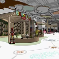 Modern Specialty Store Interior With Wooden Shelves Decorative Plants And Lighting