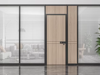 Modern swing door glass partition door blinds 3d model