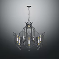 Vintage Metal Chandelier With Ornate Frame And Multiple Candle Shaped Bulbs
