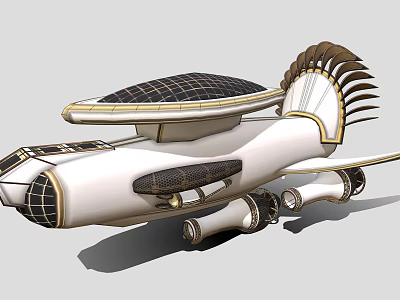 Futuristic White Aircraft With Unique Tail And Solar Panel 3d model