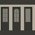 Modern Dark Swing Doors With Glass Panels And Arch Top Design For Contemporary Interior Spaces