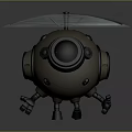 Sci Fi Mechanical Creature Character With Green Eye And Propeller Design