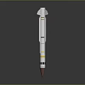 Military Missile With White Body Yellow Rings Copper Tip And Tail Fins Design