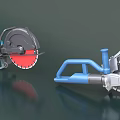 Heavy Duty Industrial Cutting Equipment With Blue Handle And Red Circular Blade