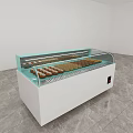 White Display Showcase with Glass Door Lighting and Assorted Pastries for Retail Store