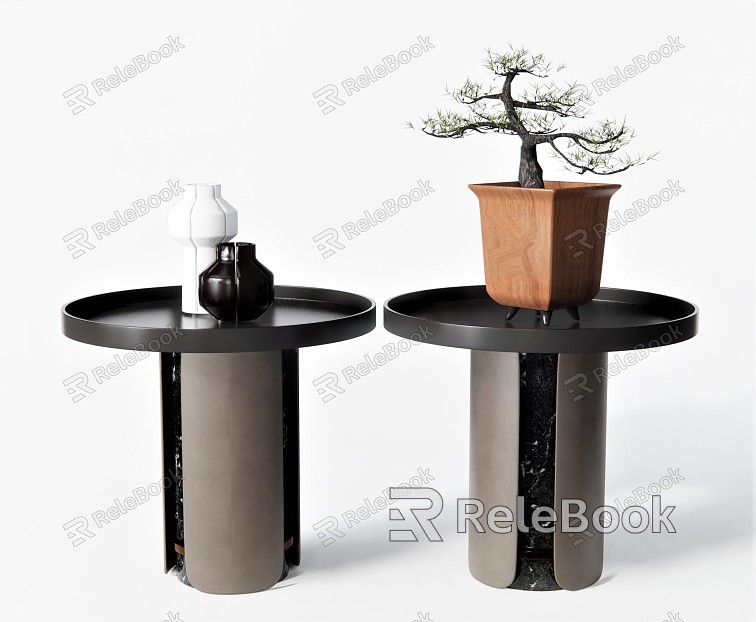 Modern Round Table Side Table Coffee Table Side Table Round Table Plant Vase Ornaments Flower Pot Coffee Table Round Side Table model