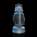 Vintage Metallic Candle Lantern With Glass Shade And Handle Design