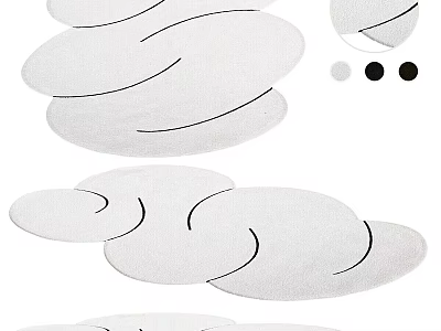 White Round Area Rugs With Abstract Line Patterns 3d model