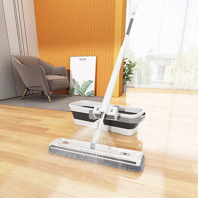 Useful Flat Mop With Bucket For Home Wooden Floor Cleaning 3d model