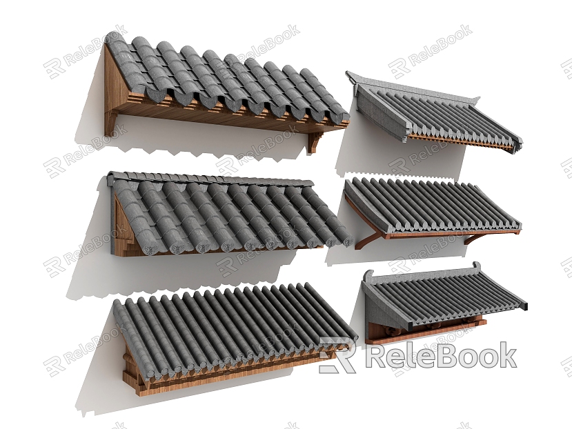 Chinese-style ancient building slope top rain canopy model