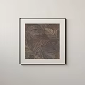 Framed Abstract Painting With Brown Beige Leaf Patterns And Intricate Lines 3d model