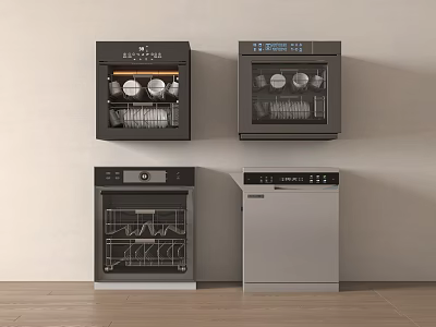 Modern Built in Kitchen Appliances Featuring Oven And Dishwasher Units 3d model