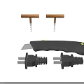 Wooden Handle Corkscrews And Black Utility Knife With Sharpener Tools For Home Use 3d model