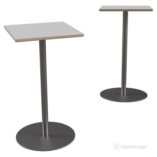 Modern Bar Tables With Square Tabletop Metal Stand And Round Base 3d model 
