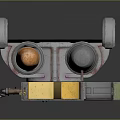 Mechanical Industrial Equipment With Orange Component Silver Metal Part Green Body And Yellow Sliced Section