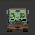 Vintage Blue and Orange Truck With Retro Cab Design And Orange Wheels