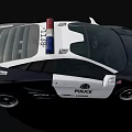 Modern Police Car with Roof Mounted Lights White And Black Exterior POLICE Branding On Side