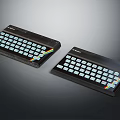 Two Retro Sinclair Electronic Keyboards With Colorful Stripes And Vintage Design