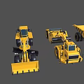 Various Types Of Yellow Construction Vehicles Including Bulldozers Mixers And Excavators