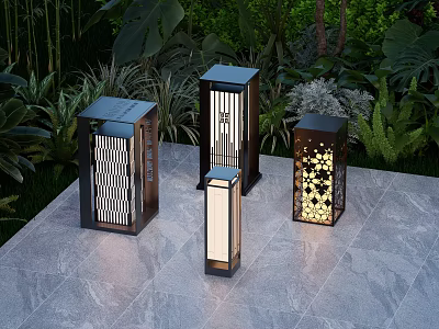 Outdoor Lights for Garden Landscape with Stylish Patterns and Standing Design in Outdoor 3d model